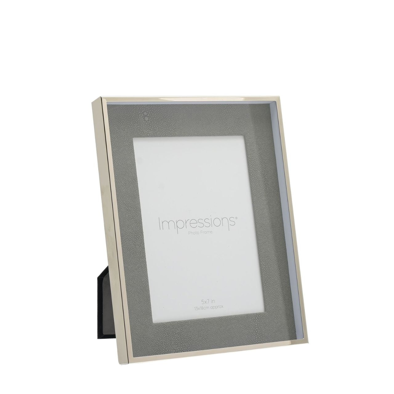 Faux Croc Detail Frame Soft Grey 5" x 7"  A silver & soft grey faux croc photo frame.  This stylish frame offers a unique twist on the conventional that would complement both traditional and modern home decors.