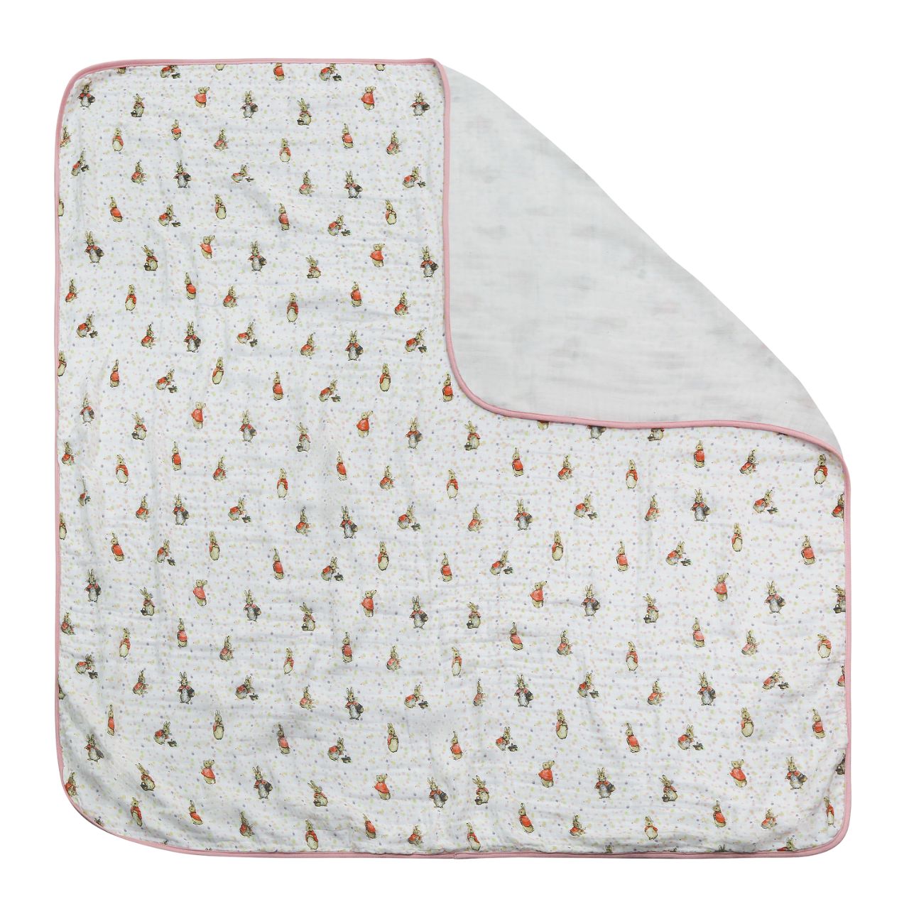 This is the dreamiest Flopsy blanket you ever did see. Made from layers of luxurious 100% cotton, giving your little one that extra layer of comfort and warmth in their crib or pram. Presented on a branded gift box.