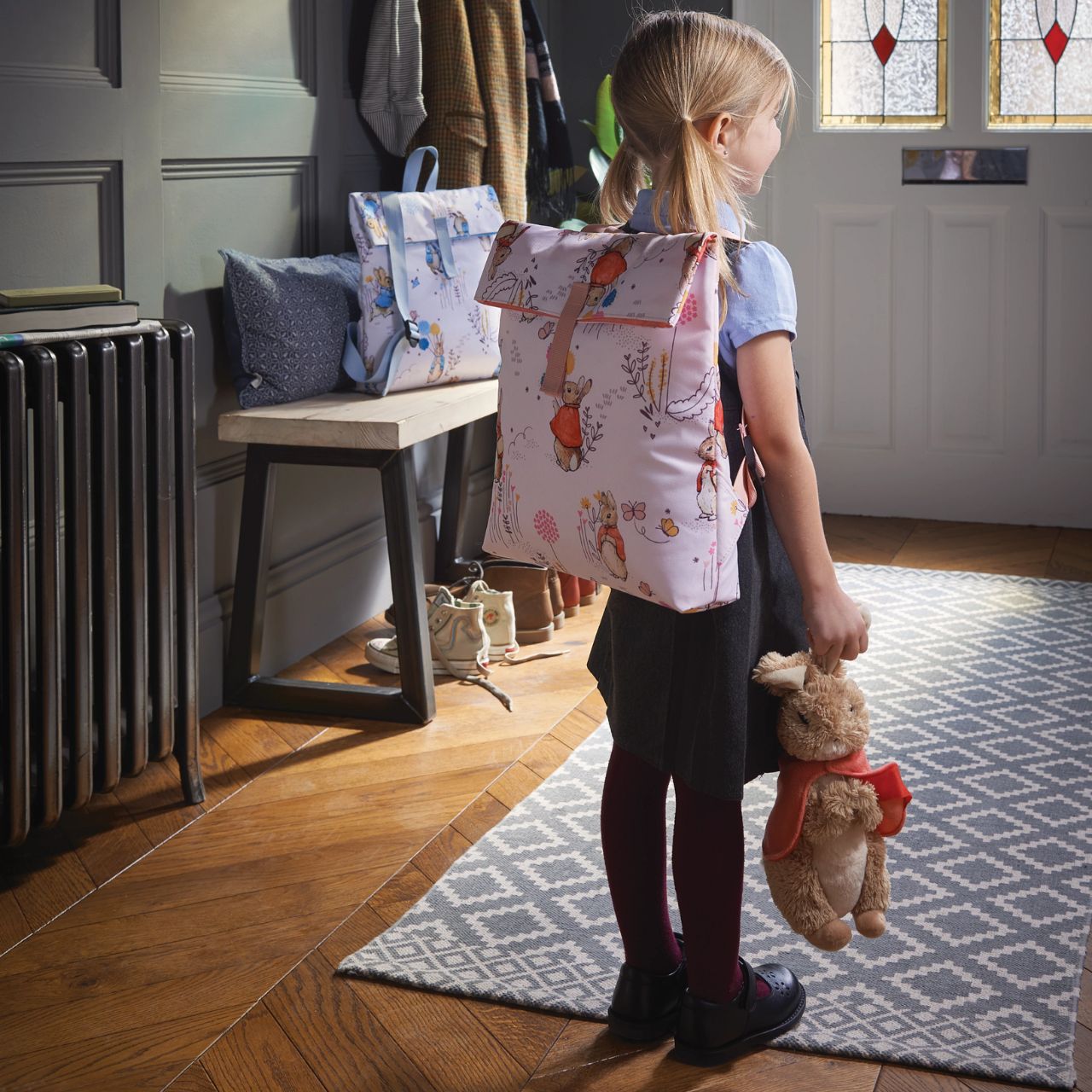 Beatrix Potter Flopsy Children’s Backpack  This adorable Flopsy bag is made from high quality material and also features a waterproof fabric lining, perfect for outdoor adventures, sleepovers and school. This is a fun and practical backpack, has been perfectly detailed with original illustrations, taken from the Beatrix Potter stories.