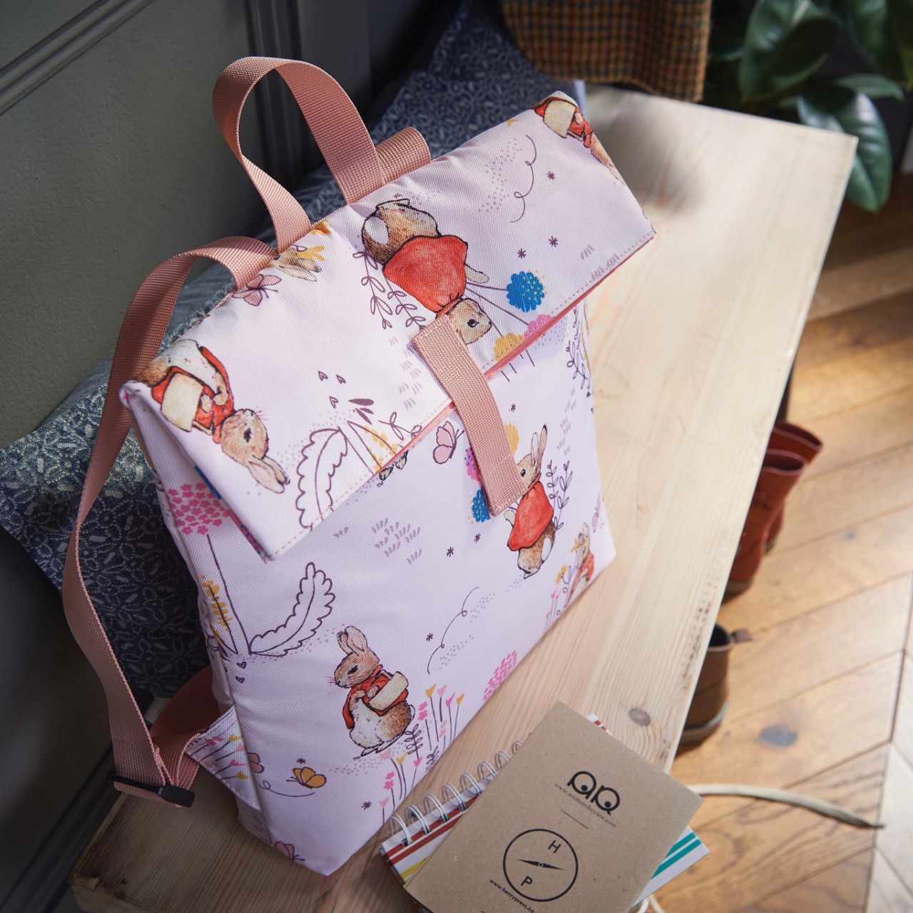 Beatrix Potter Flopsy Children’s Backpack  This adorable Flopsy bag is made from high quality material and also features a waterproof fabric lining, perfect for outdoor adventures, sleepovers and school. This is a fun and practical backpack, has been perfectly detailed with original illustrations, taken from the Beatrix Potter stories.