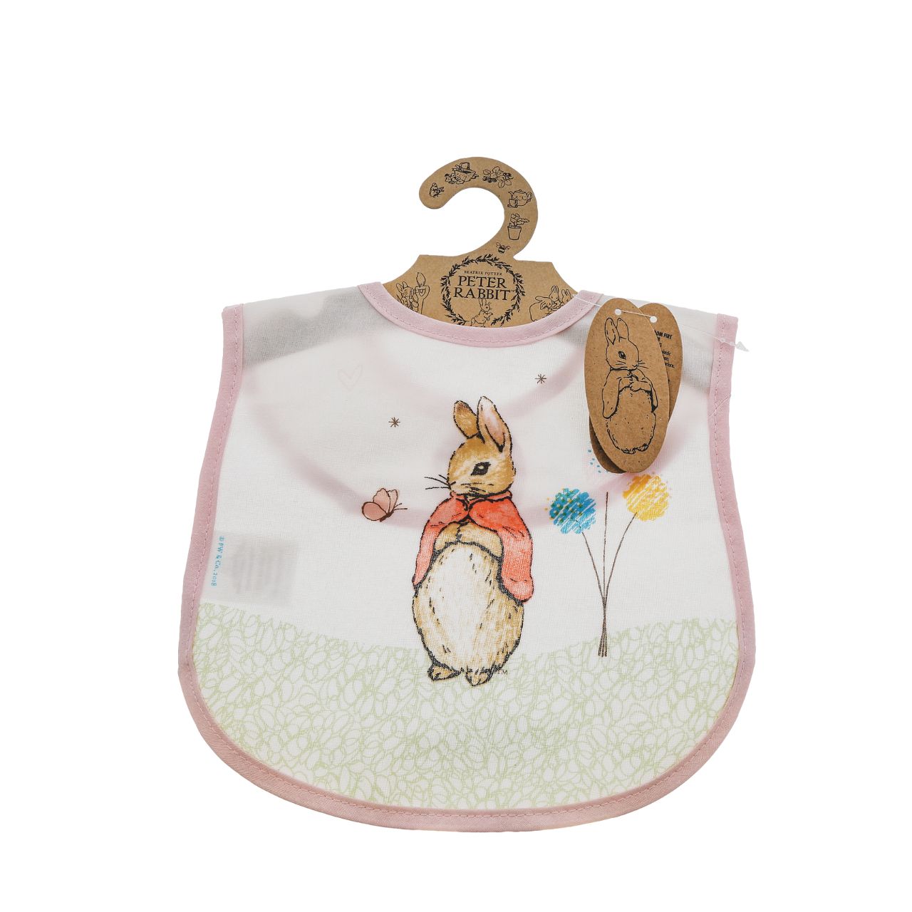 Beatrix Potter Flopsy Children’s Bib  Make mealtimes super fun with this beautiful Flopsy Bib. This is a fun and practical bib, has been perfectly detailed with original Flopsy illustrations, taken from the Beatrix Potter stories.
