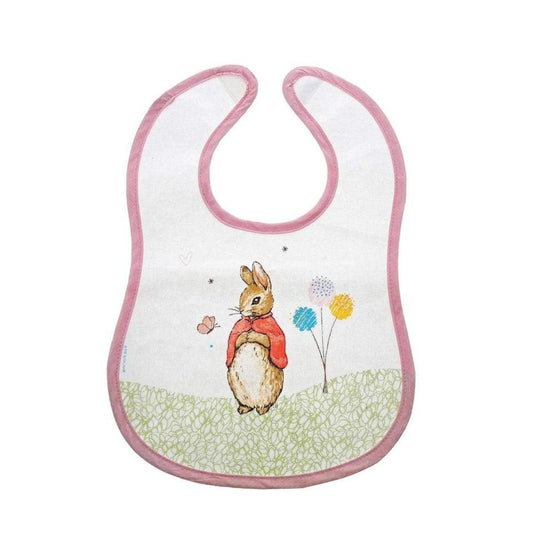 Beatrix Potter Flopsy Children’s Bib  Make mealtimes super fun with this beautiful Flopsy Bib. This is a fun and practical bib, has been perfectly detailed with original Flopsy illustrations, taken from the Beatrix Potter stories.