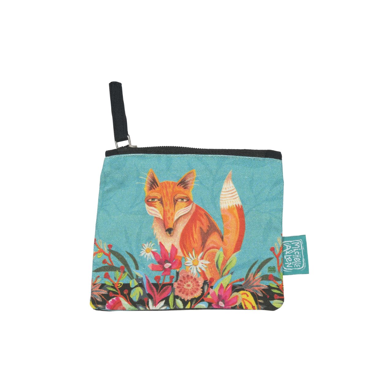 Michelle Allen Fox and Flowers Zipped Pouch Small  These beautiful zippered 100% Cotton pouches are perfect for pencils/pens, trinkets, charging cords, make up or pretty much anything you can possibly think of.