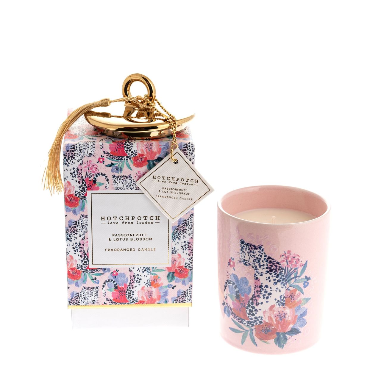 Candle Passionfruit & Lotus Blossom by Frida Big Cat 270g  This sweet-scented passionfruit and lotus blossom candle is the perfect gift for big cat lovers. Completed with a vibrant ceramic holder, this decorative item adds a fun feel to any home.