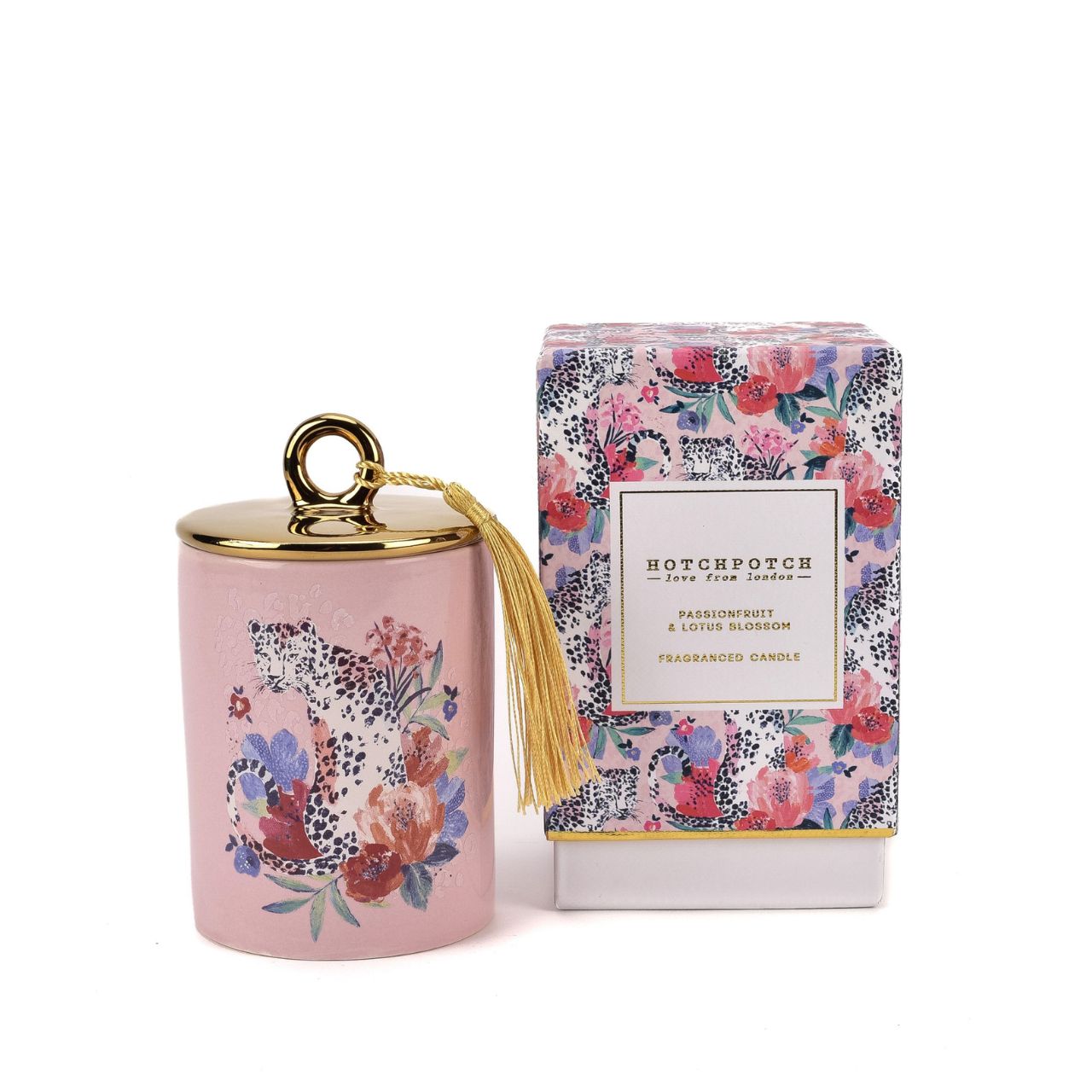 Candle Passionfruit & Lotus Blossom by Frida Big Cat 270g  This sweet-scented passionfruit and lotus blossom candle is the perfect gift for big cat lovers. Completed with a vibrant ceramic holder, this decorative item adds a fun feel to any home.