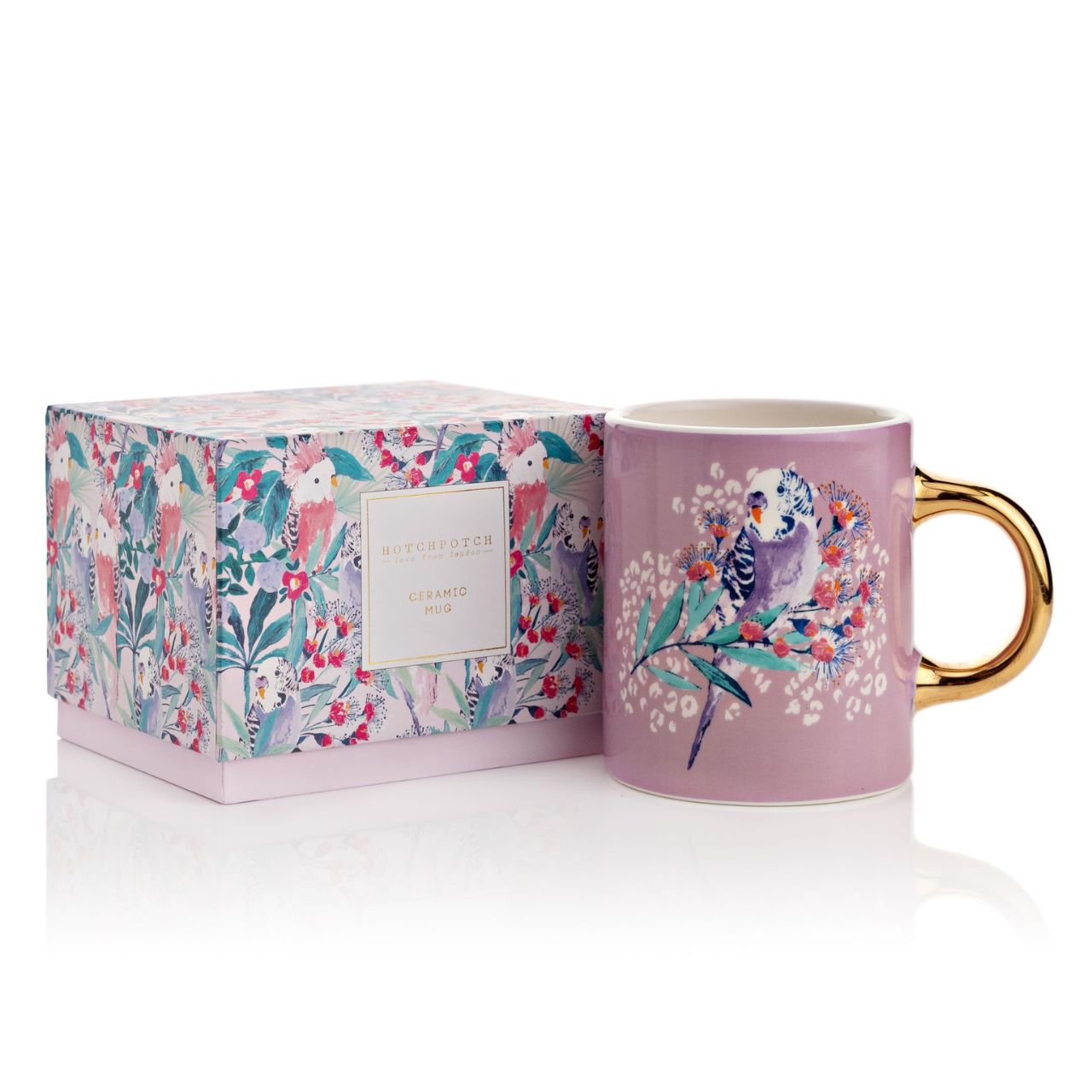 Budgie Design Mug Gift Boxed  A modern and stylish design mug in contemporary gift box. Perfect gift for the stylish lady.