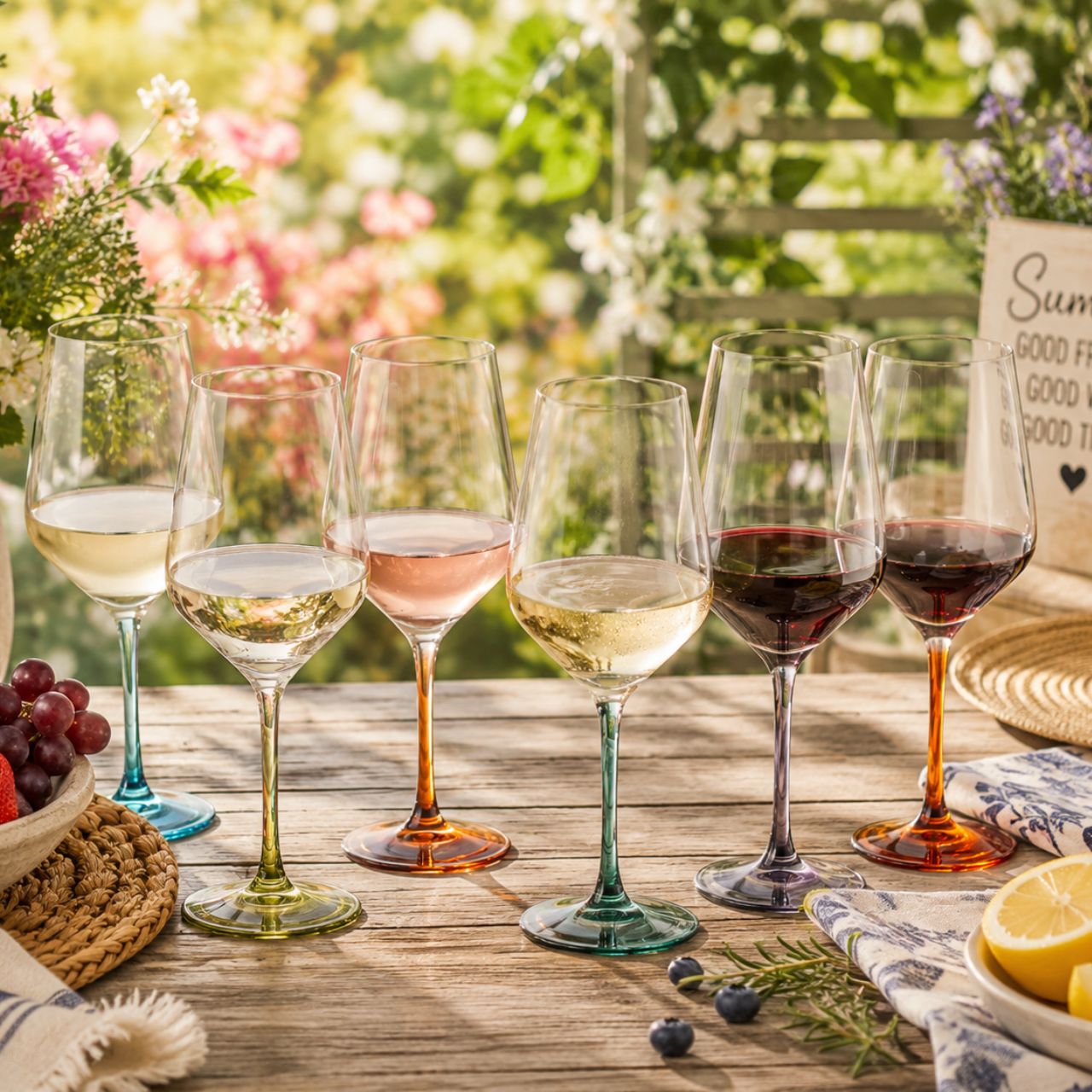 Add a splash of vibrant personality to your table with the Chroma Collection. Each set of six features a unique jewel-toned base, ensuring every guest has their own signature colour.