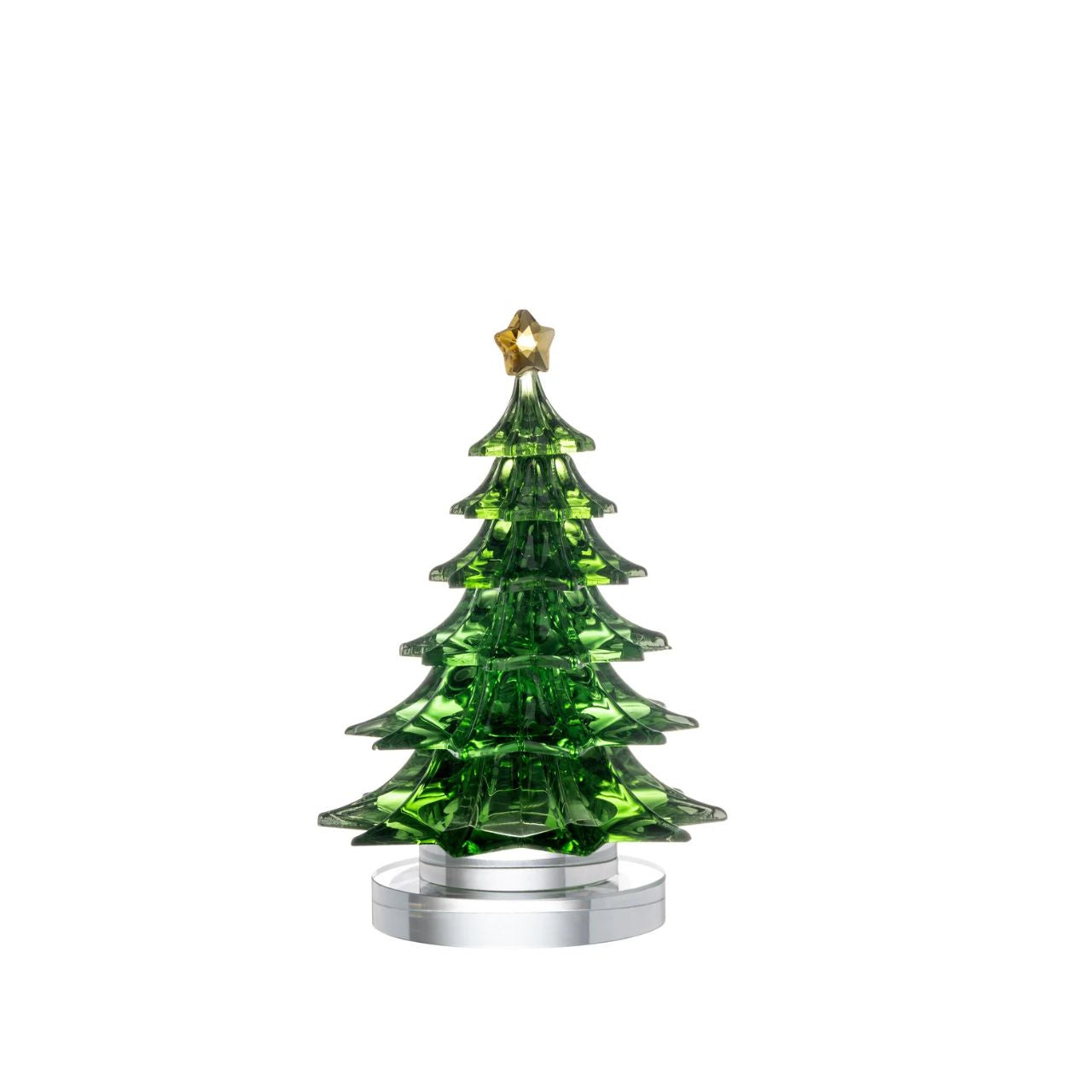 Add festive elegance to your holiday décor with this delicate and sparkling crystal Christmas tree. Its intricate design makes it an ideal seasonal accent piece.