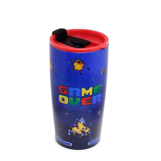 Game Over Hot & Cold Insulated Cup 500ml  The Game Over Hot & Cold Insulated Cup 500ml is designed to keep hot and cold beverages at desired temperatures for longer periods of time. Its insulated base technology preserves the temperature of your drinks up to 6 - 8 hours. Its slip-resistant base and sturdy design make it easy to transport and handle.