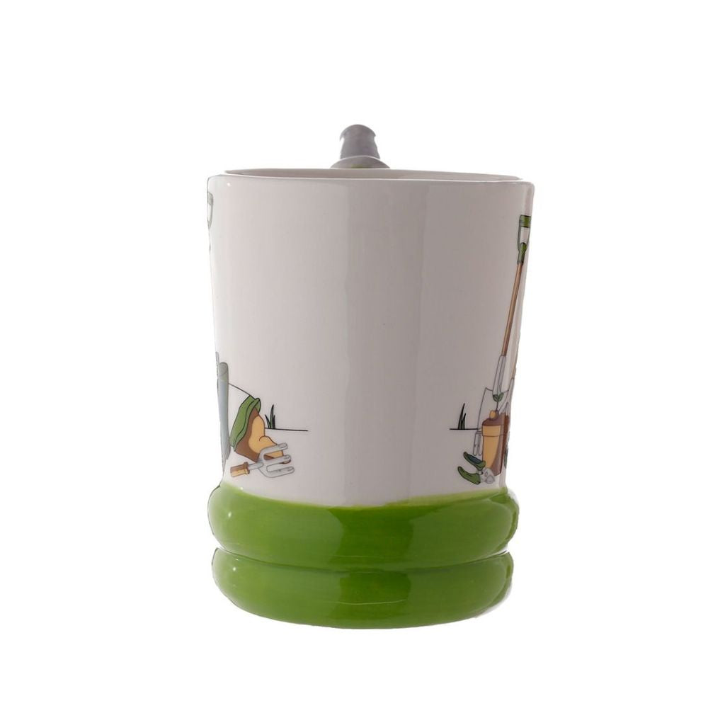 Garden Hose Ceramic Shaped Handle Mug  This ceramic mug has a uniquely designed handle shaped like a garden hose, perfect for your favorite hot beverage. The ceramic construction provides insulation, keeping your drink warm for longer. Enjoy your tea, coffee, or cocoa with the Garden Hose Ceramic Shaped Handle Mug.  An ideal fun gift for family and friends who love a tea or coffee while gardening.