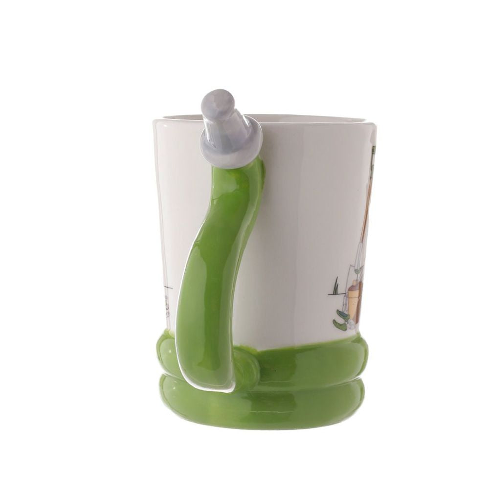 Garden Hose Ceramic Shaped Handle Mug  This ceramic mug has a uniquely designed handle shaped like a garden hose, perfect for your favorite hot beverage. The ceramic construction provides insulation, keeping your drink warm for longer. Enjoy your tea, coffee, or cocoa with the Garden Hose Ceramic Shaped Handle Mug.  An ideal fun gift for family and friends who love a tea or coffee while gardening.