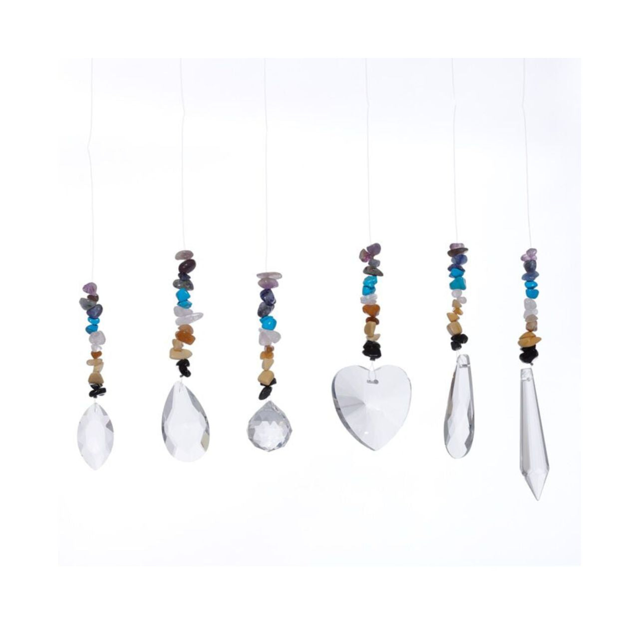 Elevate your space with the Gemstone Crystal Chakra Suncatcher, a refined blend of natural gemstones designed to harmonize energy and enhance ambiance.
