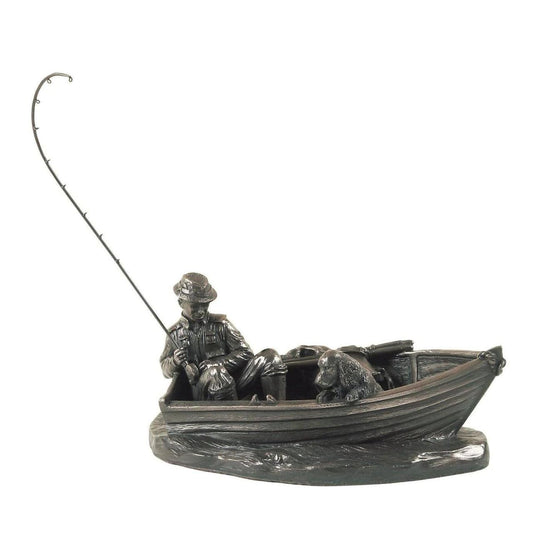 A Day's Fishing by Genesis  This stunning piece of a man fishing from a boat made by Genesis could be a great gift for a fishing enthusiast or as a presentation piece.