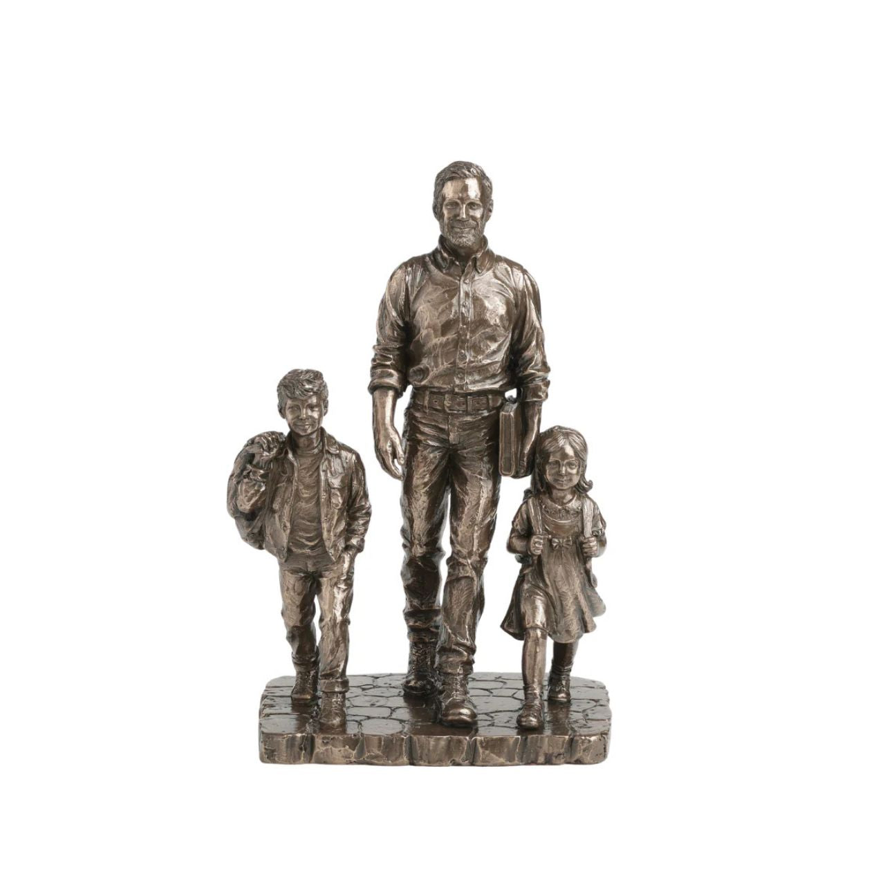 Celebrate fatherhood with this touching Father &amp; Children sculpture, showing a dad walking with his kids. Finished in an antique bronze tone, it’s a timeless gift for Father’s Day, birthdays, or family-themed décor.