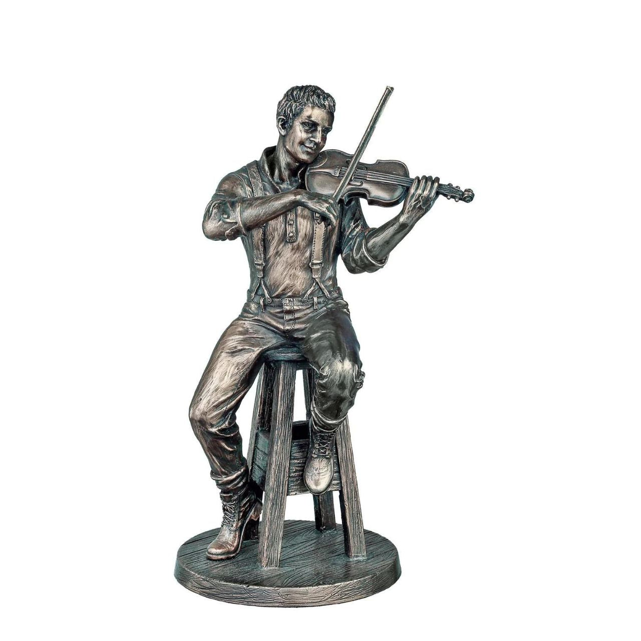 Genesis The Fiddle Player  Capturing a traditional Irish music fiddle player. This magnificent cold cast bronze sculpture will delight any Irish Music and Culture Lover. 