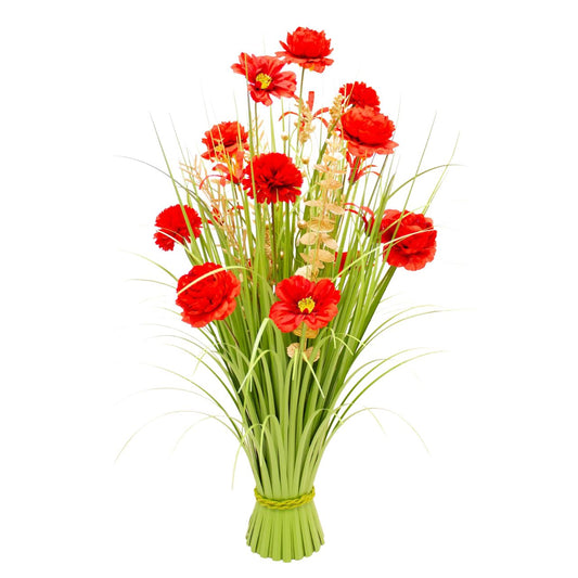 Enchante Gilded Red Floral Sheaf - 75CM  We have a beautiful range of faux flowers and wreaths available, so whether you’re after a seasonal display for your home, a garland of foliage for the staircase, stunning spring wreath you can use year after year, we’ve got you covered.