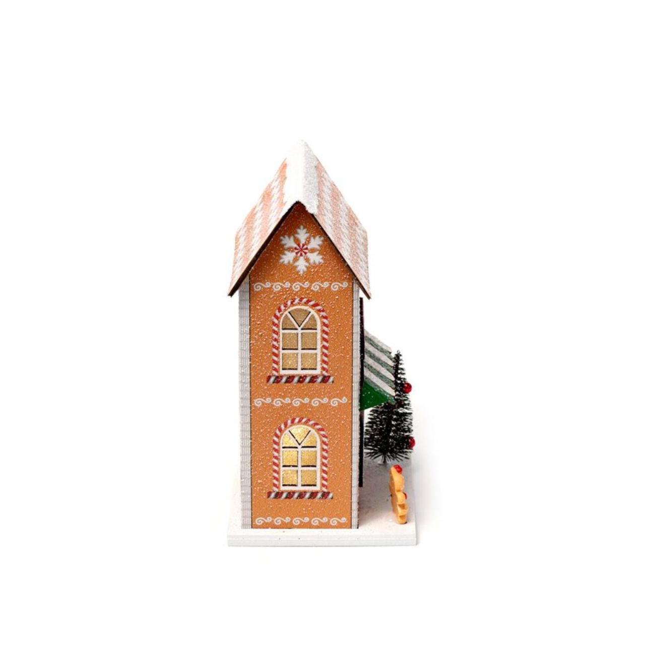 The Gingerbread Toy Shoppe Christmas House LED Decoration brings elegant holiday charm to your home. Featuring warm LED lighting, this finely detailed piece captures the nostalgic spirit of a festive toy shoppe, perfect for creating a refined seasonal ambiance.
