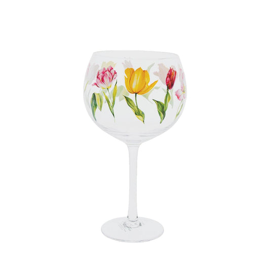 Ginology Tulip Copa Gin Glass  Perfect for showing your deep love for that special someone, this Tulip Copa Gin glass is ideal for proving your love to your partner, parents or siblings. Deep reds, yellows, pinks and shaded greens flourish around this glass especially when it's filled with your favourite drink.