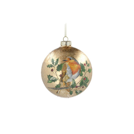 Elevate your festive décor with these exquisite Gisela Graham Christmas baubles, featuring a refined antique gold finish paired with charming robin motifs. Each bauble captures the essence of traditional holiday elegance, blending timeless sophistication with nature-inspired design