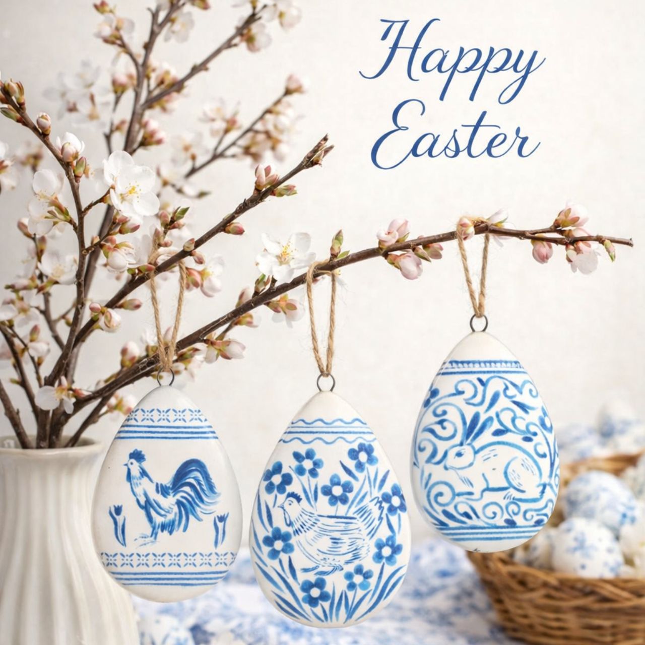 A charming ceramic egg decoration featuring a classic blue and white pattern, perfect for adding a touch of elegance to your home. Crafted by Gisela Graham, this delicate hanging piece combines traditional design with quality craftsmanship. 