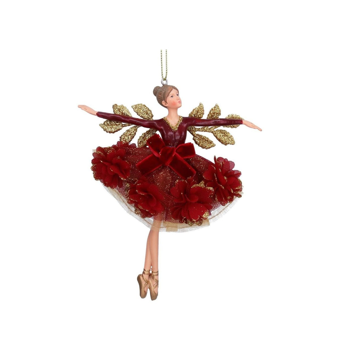 Bring festive elegance to your tree with this enchanting Gisela Graham Burgundy Floribunda Fairy Hanging Ornament. Crafted in rich burgundy tones, this delicate fairy design captures the magic of the season with its intricate floral details and graceful silhouette.