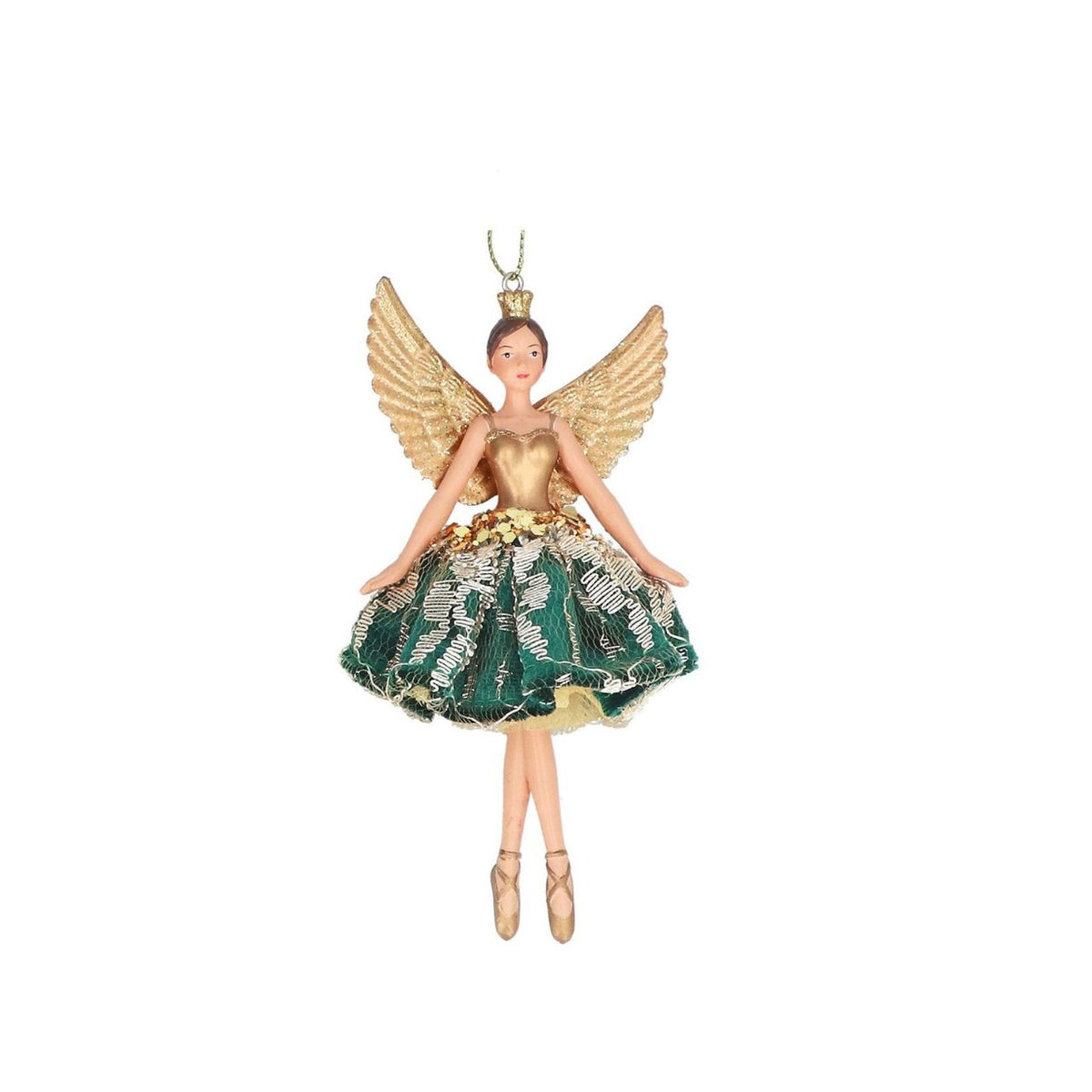 Elevate your holiday décor with the Gisela Graham Christmas Green and Gold Lace Fairy. Crafted with delicate and exquisite detailing, this fairy adds a refined, whimsical touch to any festive setting, perfect for those seeking a graceful and stylish ornament to enrich their Christmas ambiance.