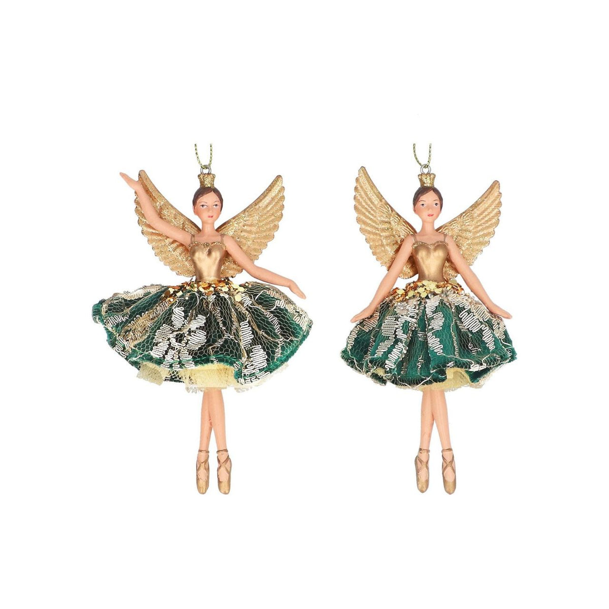Elevate your holiday décor with the Gisela Graham Christmas Green and Gold Lace Fairy. Crafted with delicate and exquisite detailing, this fairy adds a refined, whimsical touch to any festive setting, perfect for those seeking a graceful and stylish ornament to enrich their Christmas ambiance.