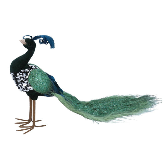 Elevate your festive décor with the Gisela Graham Christmas Green Peacock Ornament. Crafted with exquisite detail, this elegant ornament adds a refined touch to any Christmas tree or holiday setting.