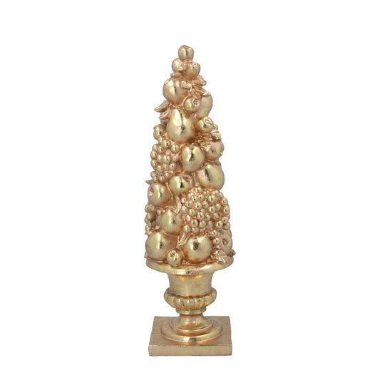 Christmas Matt Gold Fruit Stack on Plinth  Glittering gold, this charming stack is intricately detailed with gold finish. 