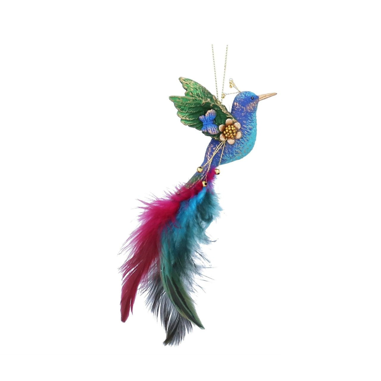 The Paradise Garden Hummingbird with Feather by Gisela Graham London is an elegant Christmas hanging decoration that adds a refined touch to your festive décor.