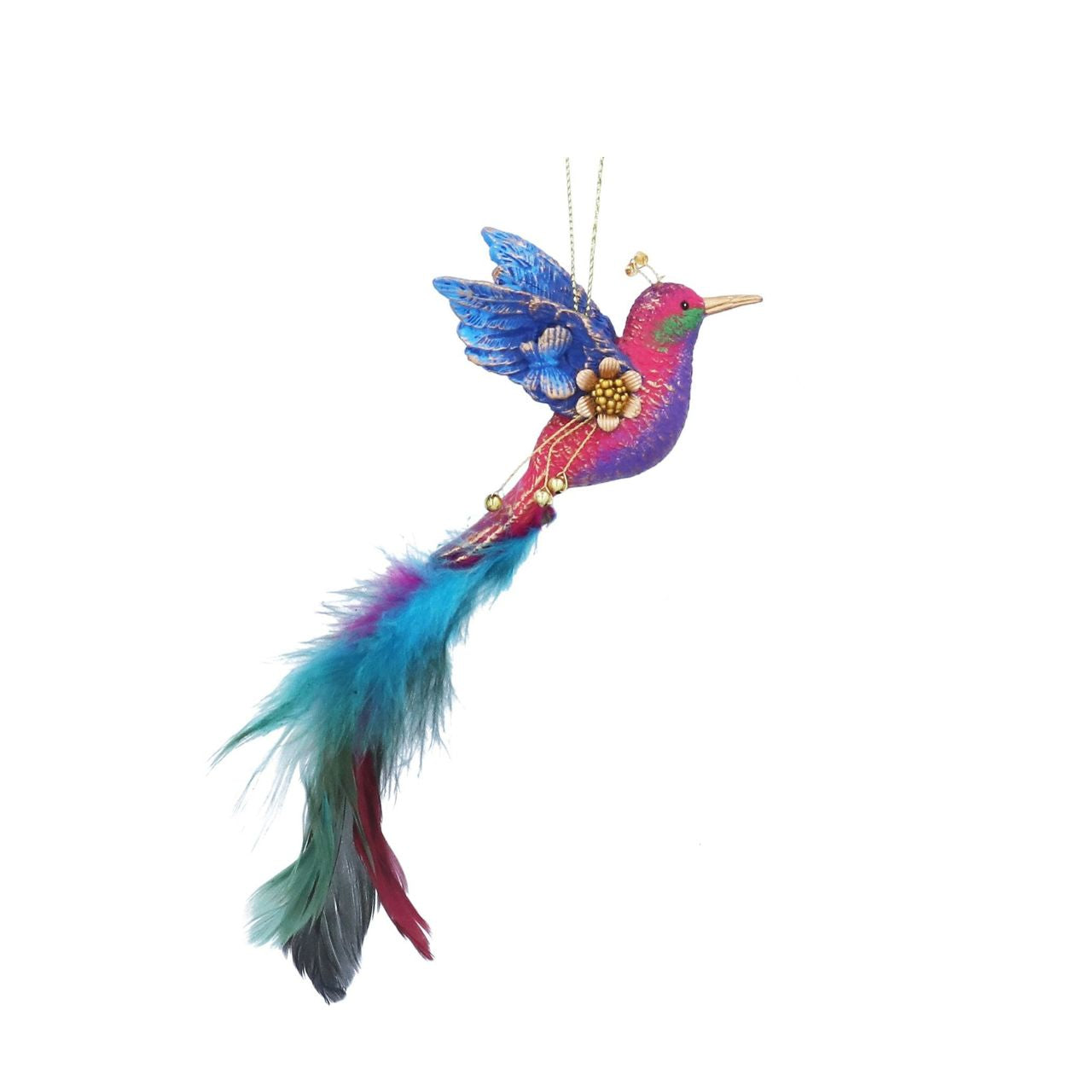 The Paradise Garden Hummingbird with Feather by Gisela Graham London is an elegant Christmas hanging decoration that adds a refined touch to your festive décor.