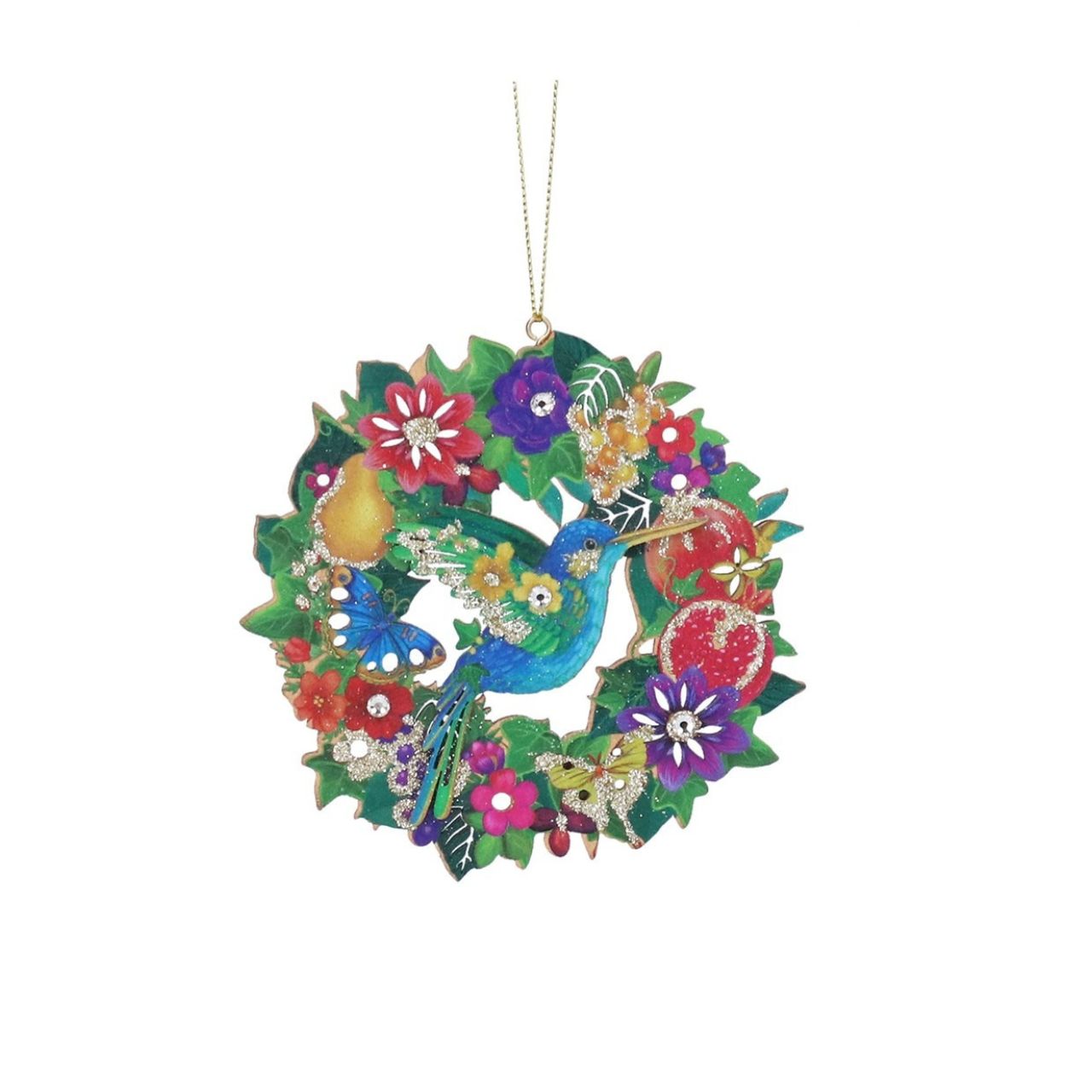 The Paradise Garden Wreath with Bird by Gisela Graham London is an elegant Christmas hanging decoration that adds a refined touch to your festive décor.