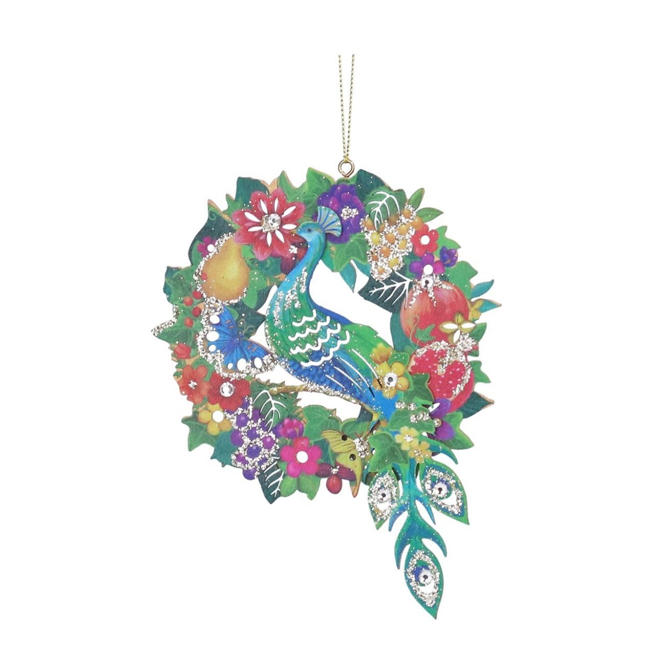 The Paradise Garden Wreath with Bird by Gisela Graham London is an elegant Christmas hanging decoration that adds a refined touch to your festive décor.
