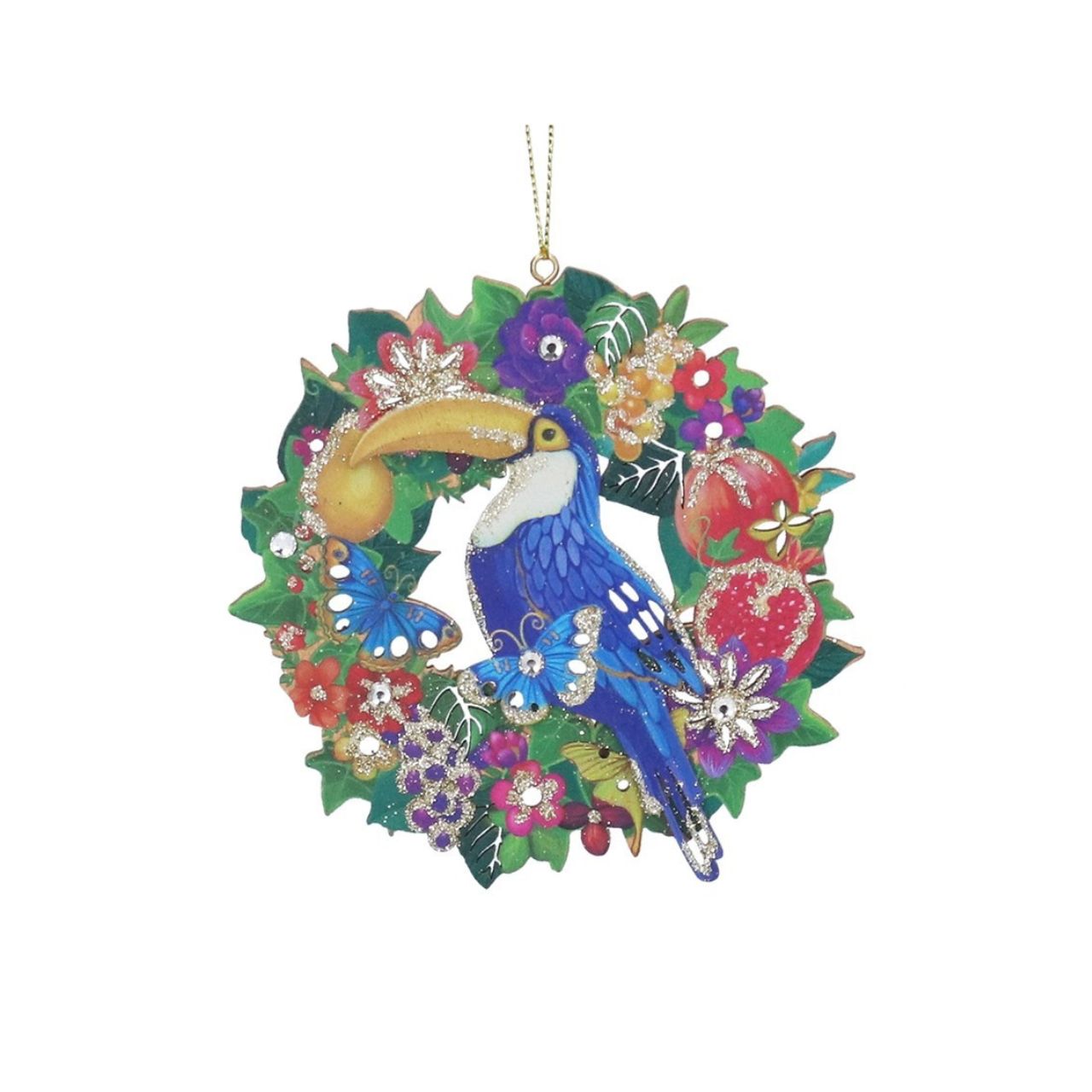 The Paradise Garden Wreath with Bird by Gisela Graham London is an elegant Christmas hanging decoration that adds a refined touch to your festive décor.