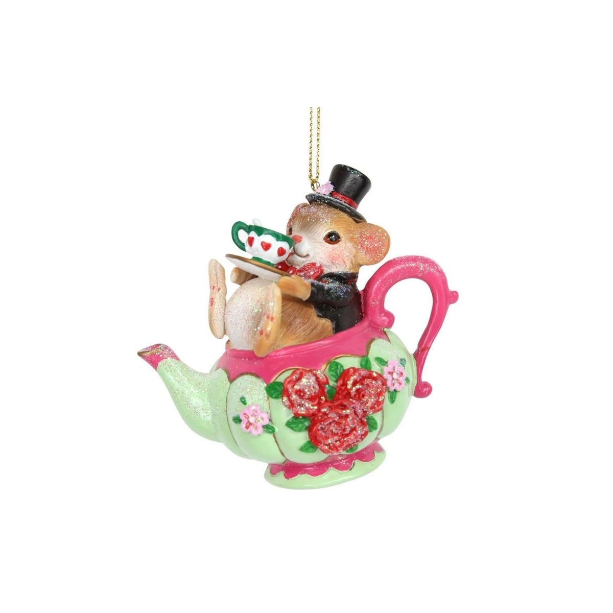 Bring whimsical charm to your Christmas tree with this delightful Gisela Graham Dormouse in Teapot hanging ornament. Crafted from durable resin, this festive piece features an adorable dormouse nestled inside a decorative teapot—a perfect blend of seasonal magic and quirky character appeal.