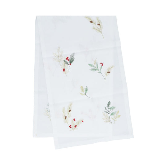Elevate your festive table setting with this elegant Gisela Graham Embroidered Sprigs Christmas Table Runner. Featuring delicate embroidered details, this seasonal piece brings sophistication and holiday charm to any dining space.