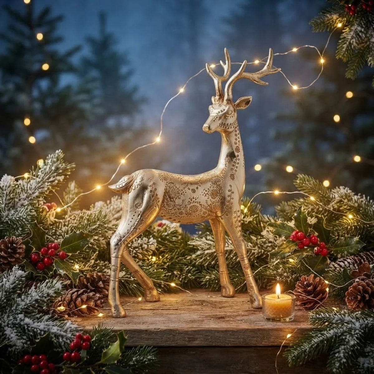 Bring a touch of natural beauty to your holiday décor with this Gold Embossed Standing Stag Christmas Ornament by Gisela Graham. Crafted from resin for durability, this ornament features exquisitely detailed gold embossed patterns that capture the natural grace and beauty of a Stag. An elegant addition to your holiday décor.