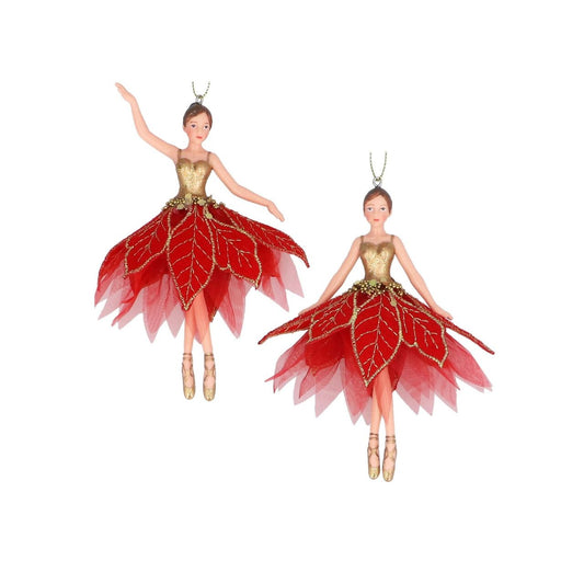 Bring festive elegance to your tree with this enchanting Gisela Graham fairy ornament. Dressed in shimmering gold with a poinsettia fabric accent, this charming hanging decoration captures the magic of the Christmas season. The delicate design makes it perfect for traditional or contemporary displays.