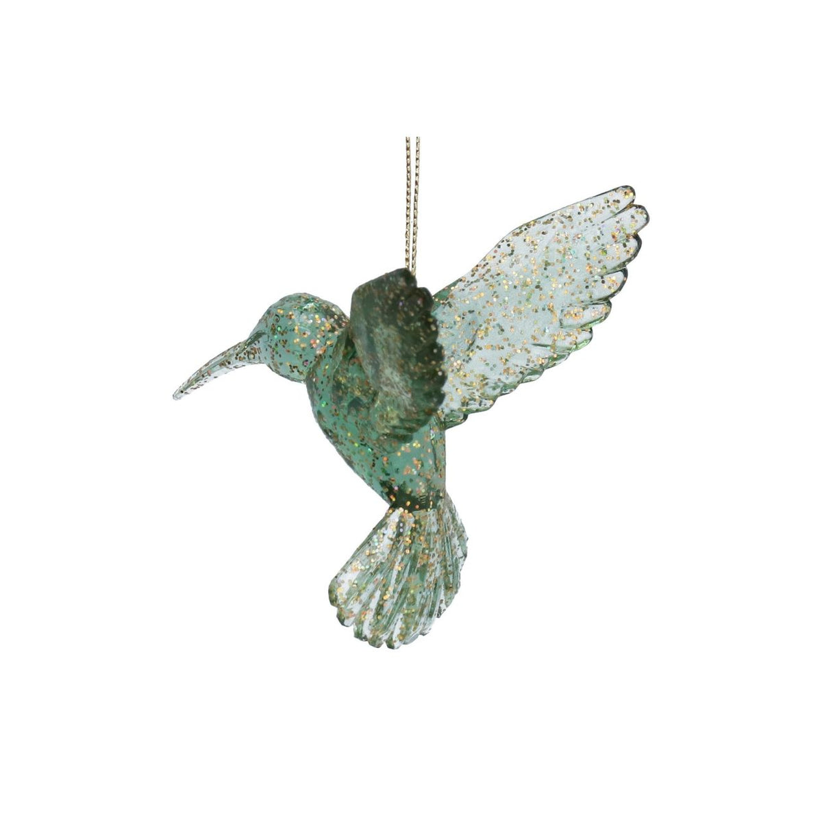 Bring a dash of holiday cheer to your Christmas tree with this stunning Green & Gold Hummingbird Ornament from Gisela Graham.