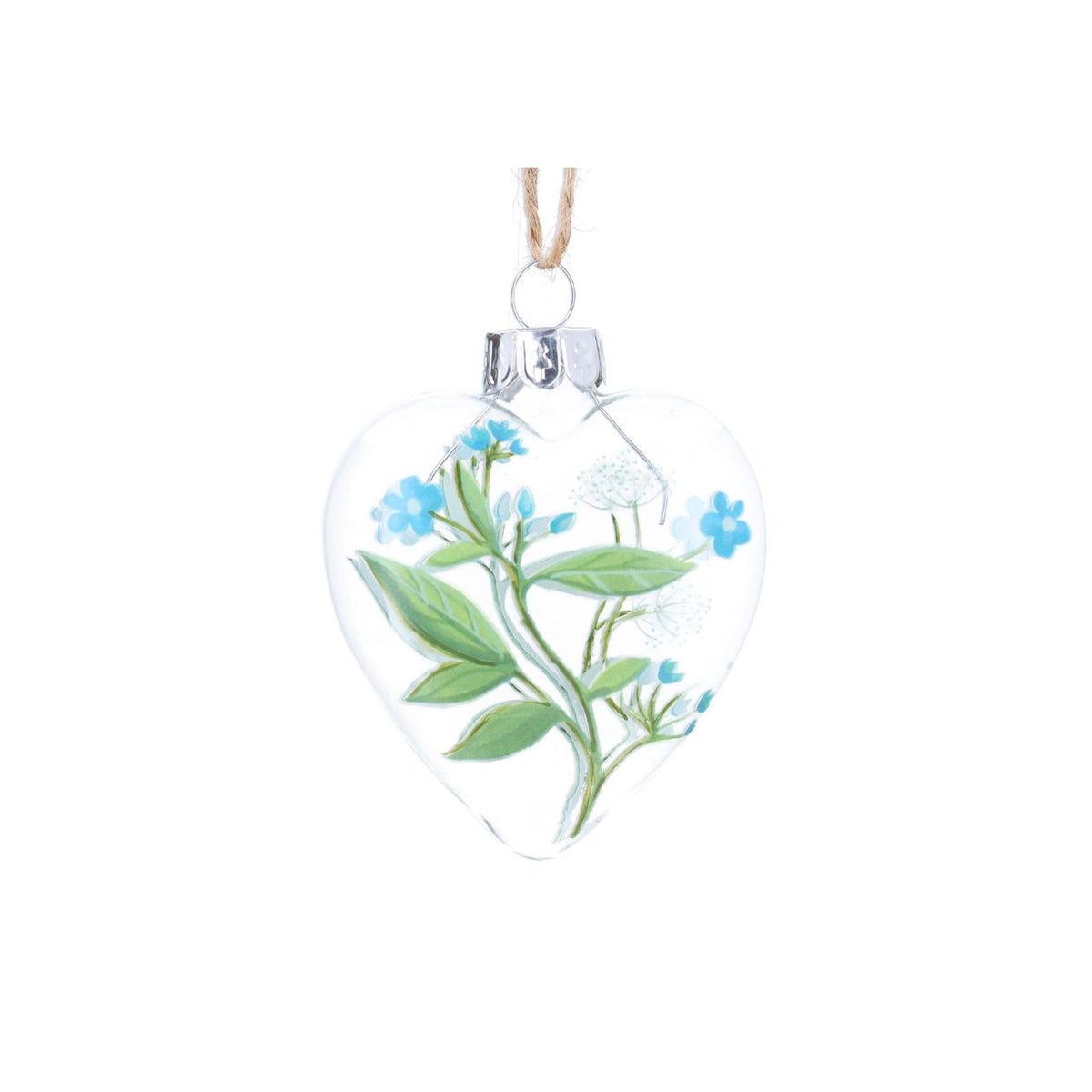A charming glass heart decoration from Gisela Graham's Meadow collection. This delicate hanging piece brings a touch of elegance to any room, window, or garden space.