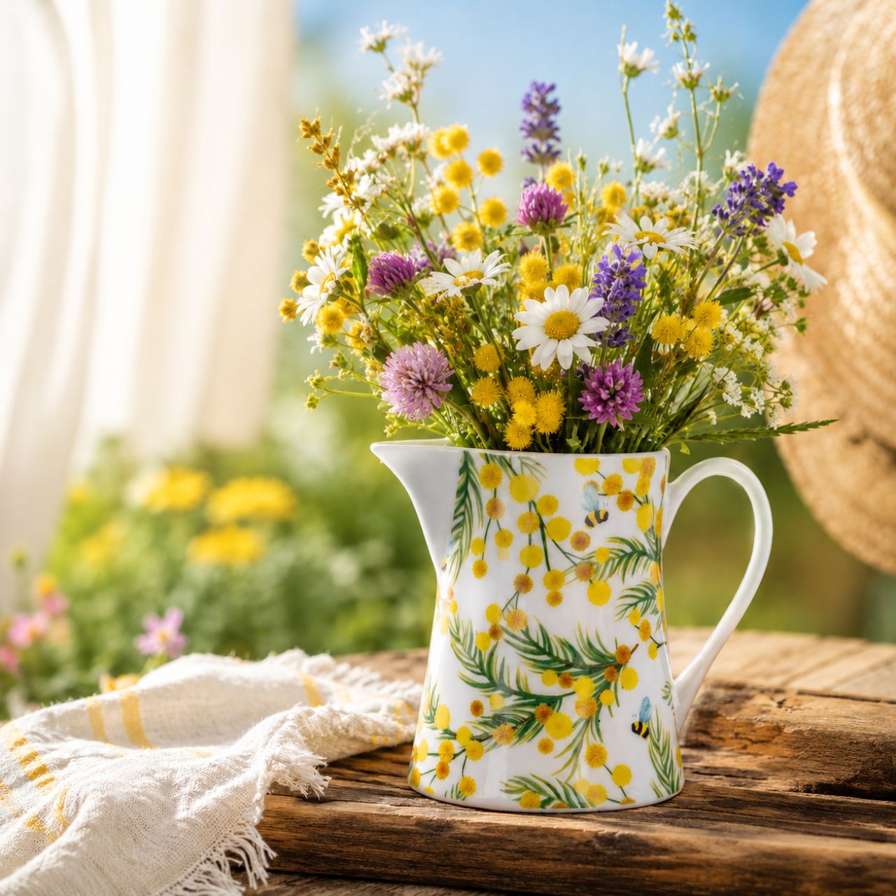 Bring timeless elegance to your table with this charming Mimosa jug from Gisela Graham. Crafted from premium new bone china, this 10cm piece combines durability with refined style, perfect for serving beverages or displaying fresh flowers.