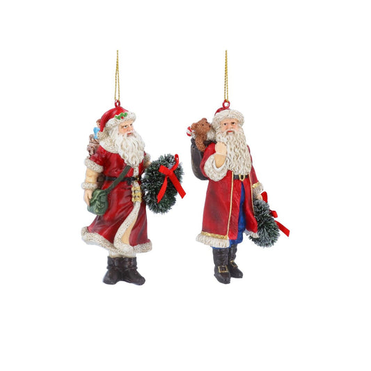 Celebrate timeless holiday charm with the Gisela Graham Nostalgia Santa with Wreath Christmas Hanging Ornament. Expertly crafted, this elegant decoration features a classic Santa adorned with a detailed wreath, adding a refined touch to your festive décor.