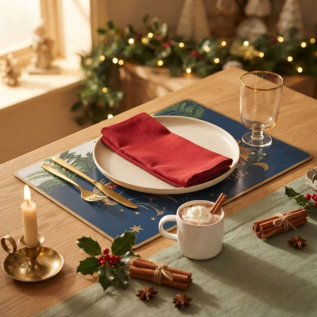 Gisela Graham Nostalgia Sleigh Christmas Placemats Set brings festive charm to your holiday entertaining. These charming placemats features nostalgic sleigh artwork that captures the magic of traditional Christmas celebrations.