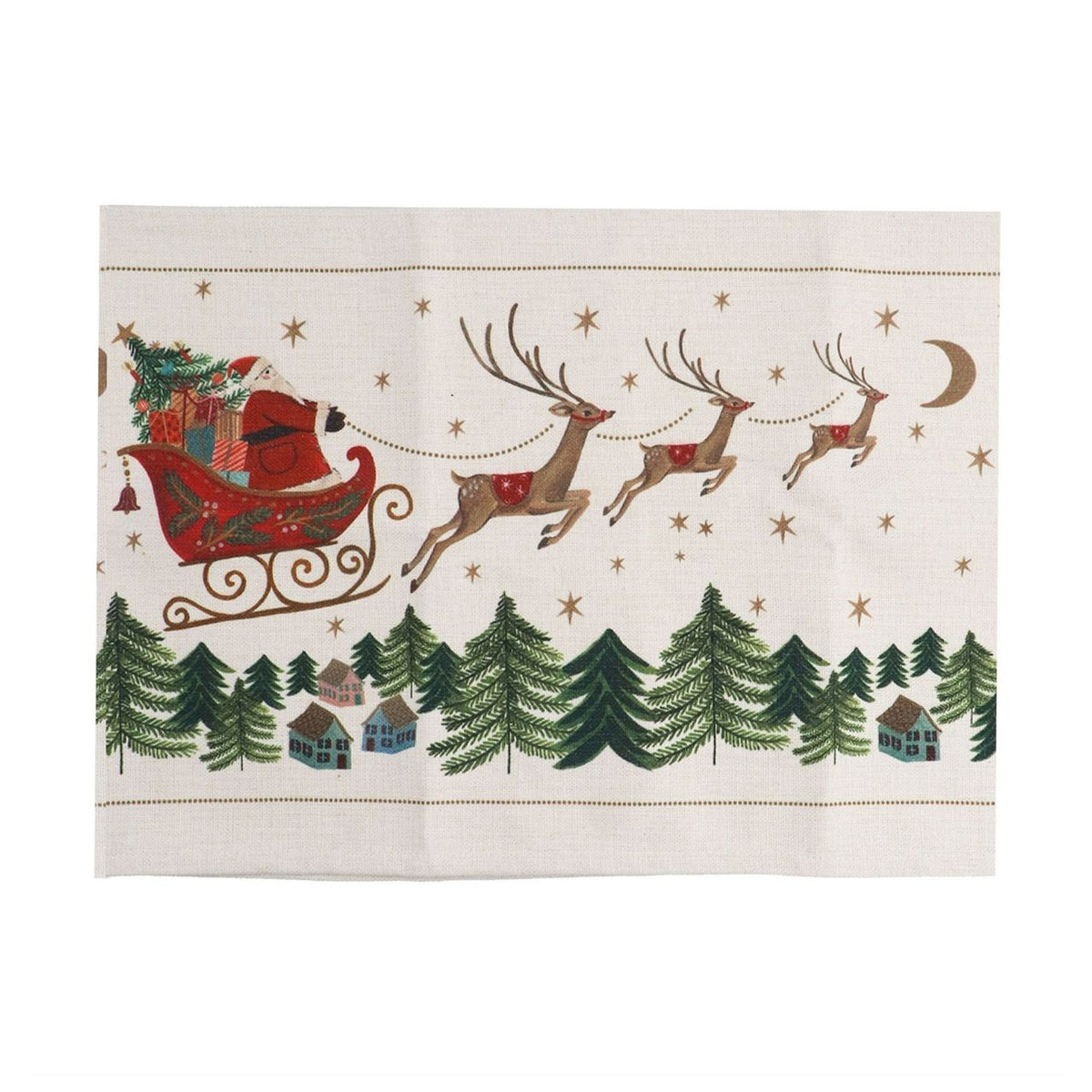 Elevate your festive table setting with this elegant Nostalgia Sleigh Christmas Table Runner. Featuring delicate details, this seasonal piece brings sophistication and holiday charm to any dining space.