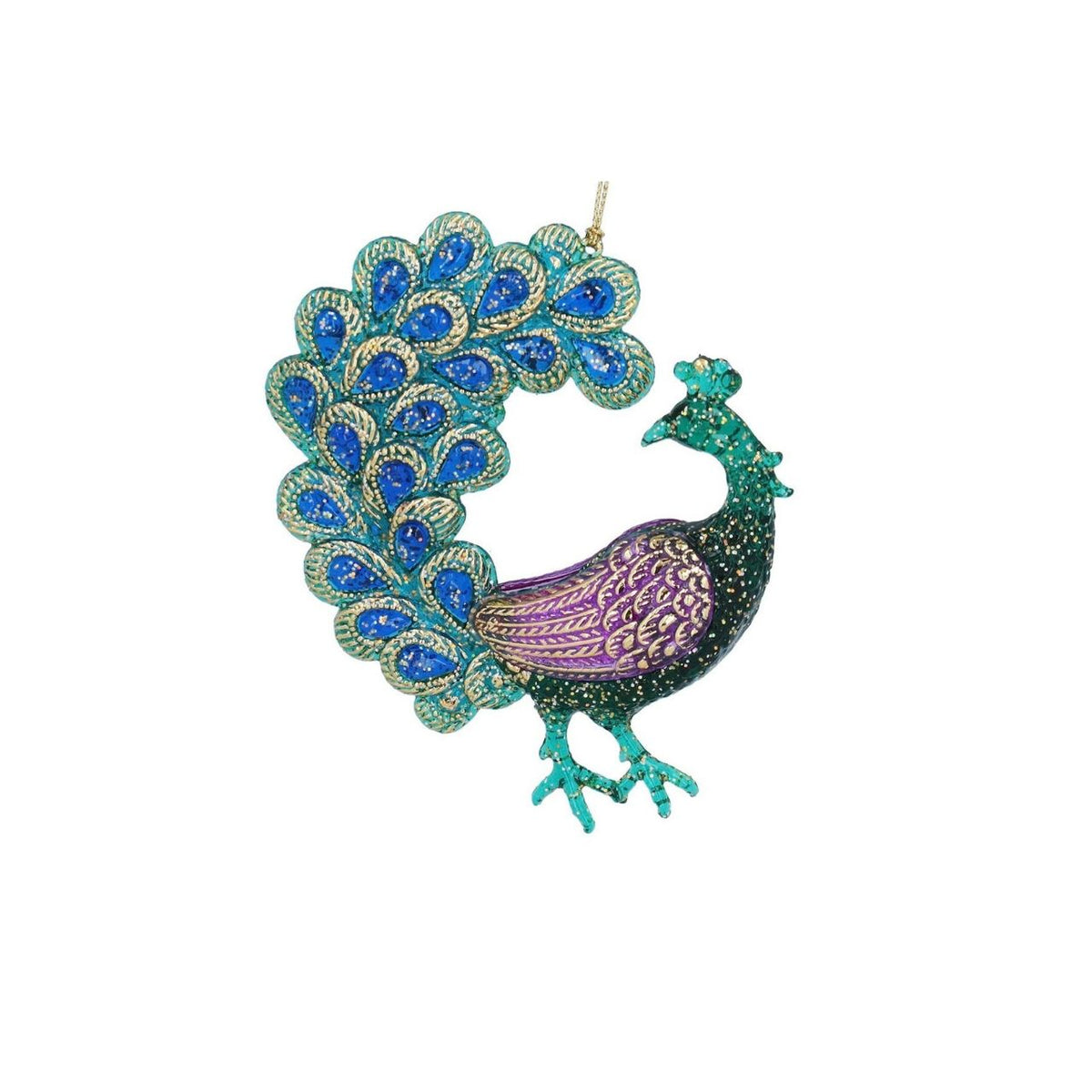 Add elegance to your Christmas tree with this stunning peacock ornament from Gisela Graham. Crafted from premium acrylic with shimmering glitter accents, it features vibrant peacock detailing that captures the festive spirit.