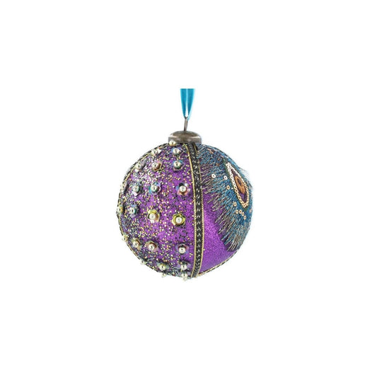 Elevate your festive décor with this exquisite Gisela Graham Peacock Sequin Christmas Bauble. Crafted with meticulous attention to detail, this ornament features shimmering sequins that catch the light beautifully, creating a mesmerising peacock-inspired design.