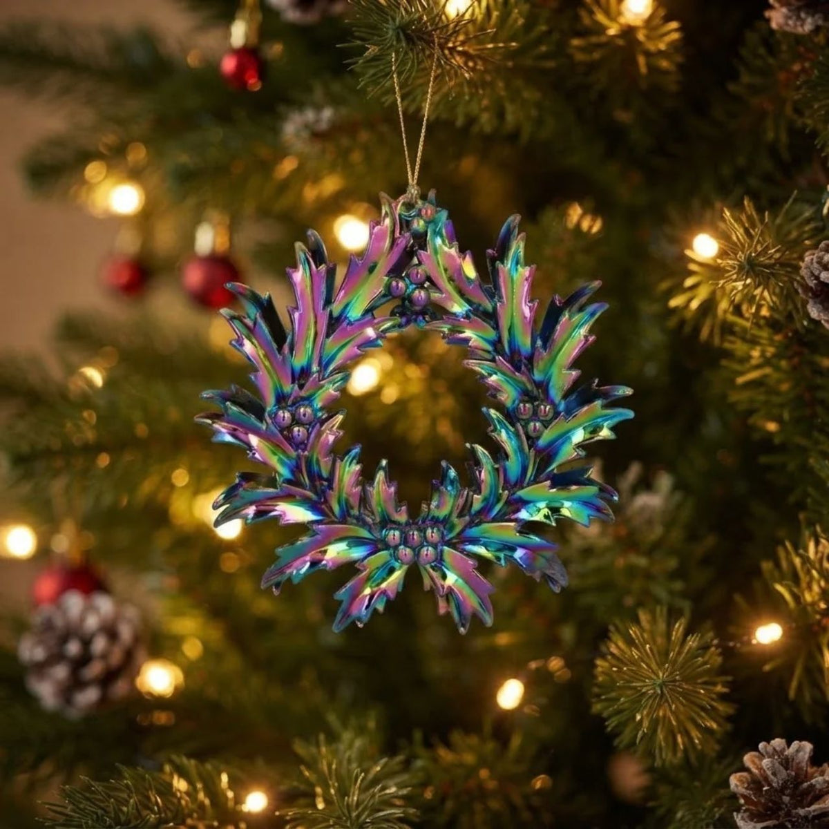 Bring festive elegance to your tree with this stunning Gisela Graham Peacock Wreath Christmas Hanging Ornament. Featuring a graceful peacock design nestled within a decorative wreath, this acrylic ornament captures the beauty of the season with timeless appeal.