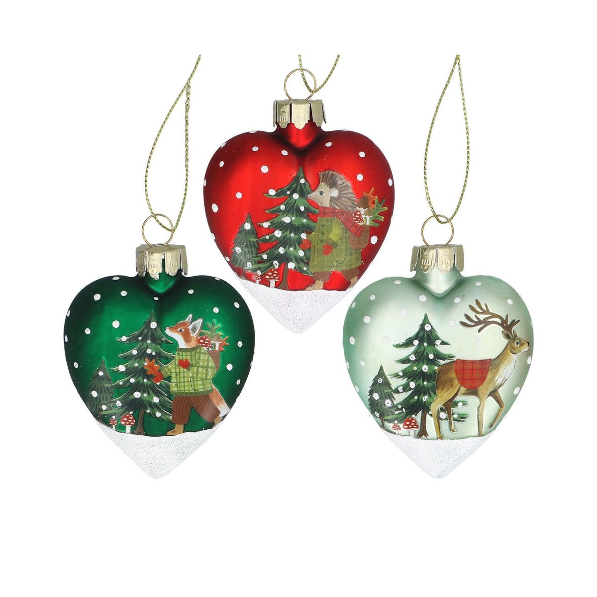 Charming heart-shaped glass ornament from Gisela Graham's festive collection. Features a cheerful plaid animal design perfect for adding personality to your Christmas tree. Handcrafted glass construction ensures durability and a beautiful sparkle when light catches it.