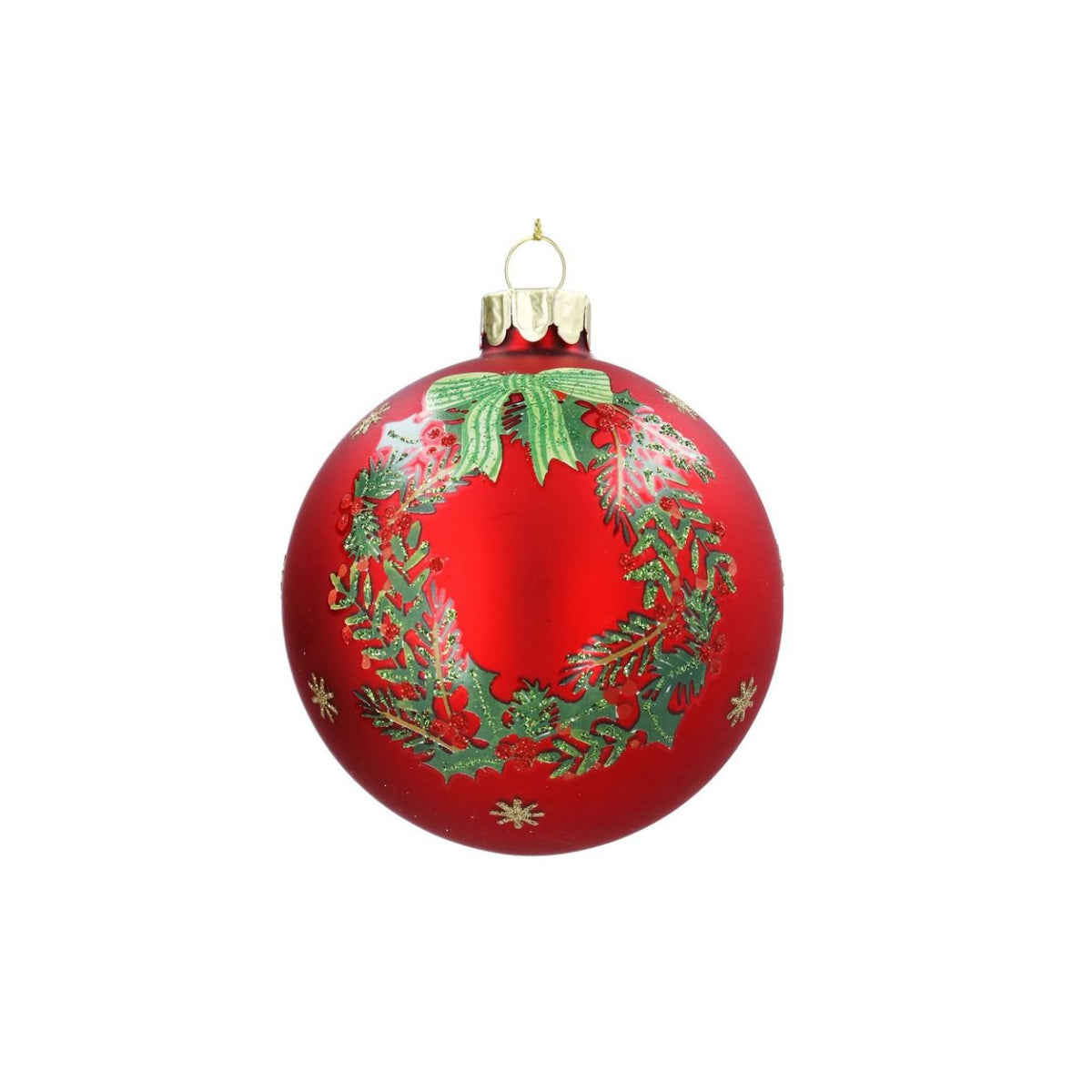 A festive red Holly Christmas Wreath Glass Bauble from Gisela Graham adds traditional yuletide charm to your tree. This elegant ornament features a vibrant holly wreath design in classic Christmas red, perfect for creating a cohesive seasonal display.