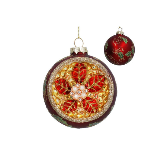 Gisela Graham Add festive elegance to your Christmas tree with this stunning Gisela Graham Red Ornate Gold Dimple Glass Bauble. The rich red finish is beautifully enhanced with ornate gold detailing and a distinctive dimpled texture that catches the light for a luxurious, eye-catching display.